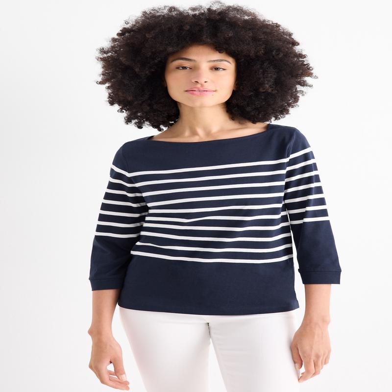 Long sleeve top - regular fit - dark blue / white