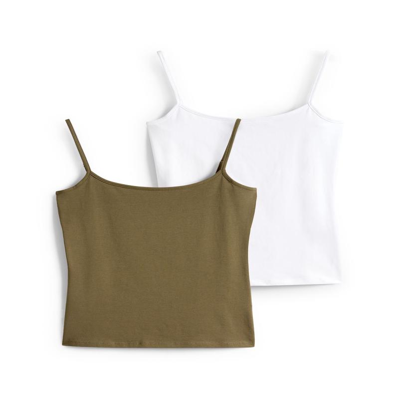 Multipack of 2 - top - white / dark green
