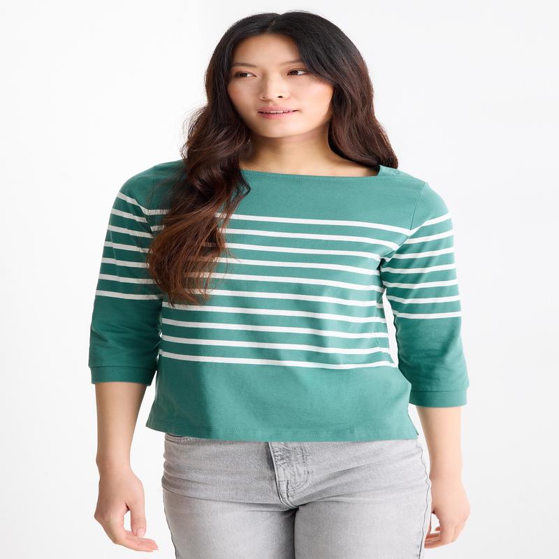 Long sleeve top - regular fit - green / cremewhite