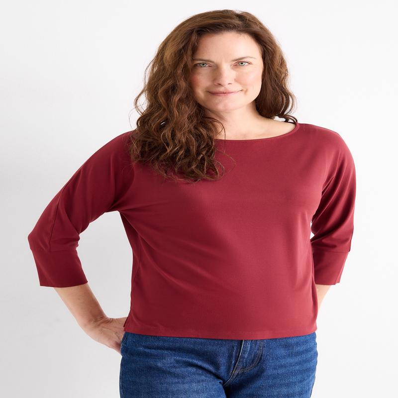 Long sleeve top - regular fit - dark red