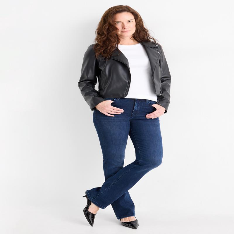 Bootcut jeans - mid-rise waist - blue denim