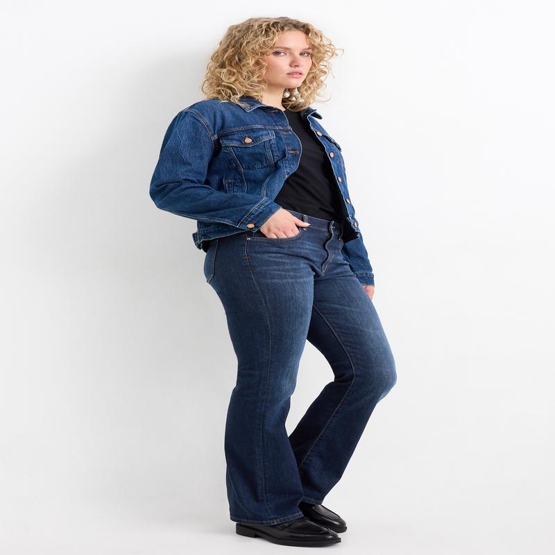 Bootcut jeans - mid-rise waist - denim-dark blue