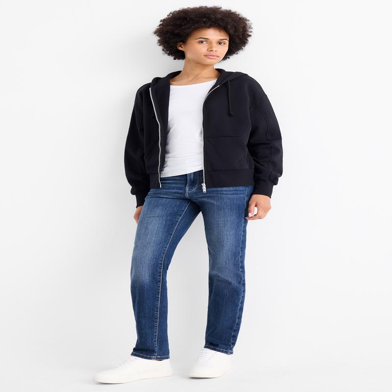 Straight jeans - mid-rise waist - LYCRA - blue denim