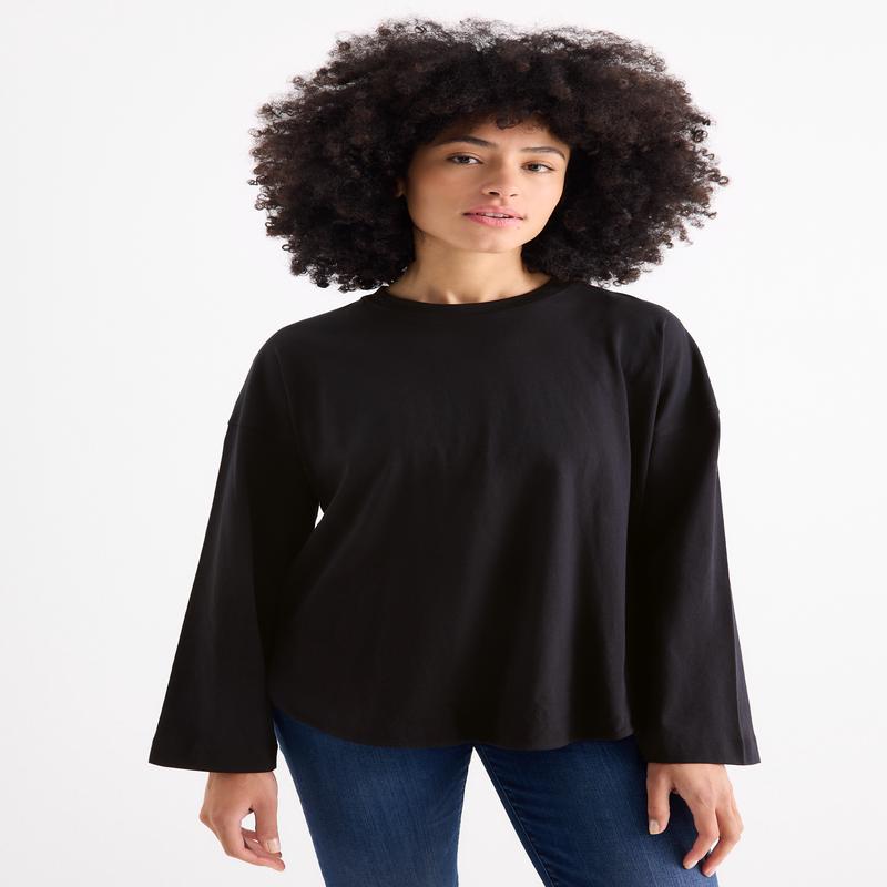 Long sleeve top - relaxed fit - black