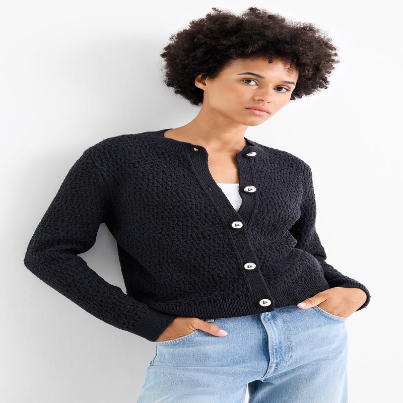 Cardigan - textured - dark blue