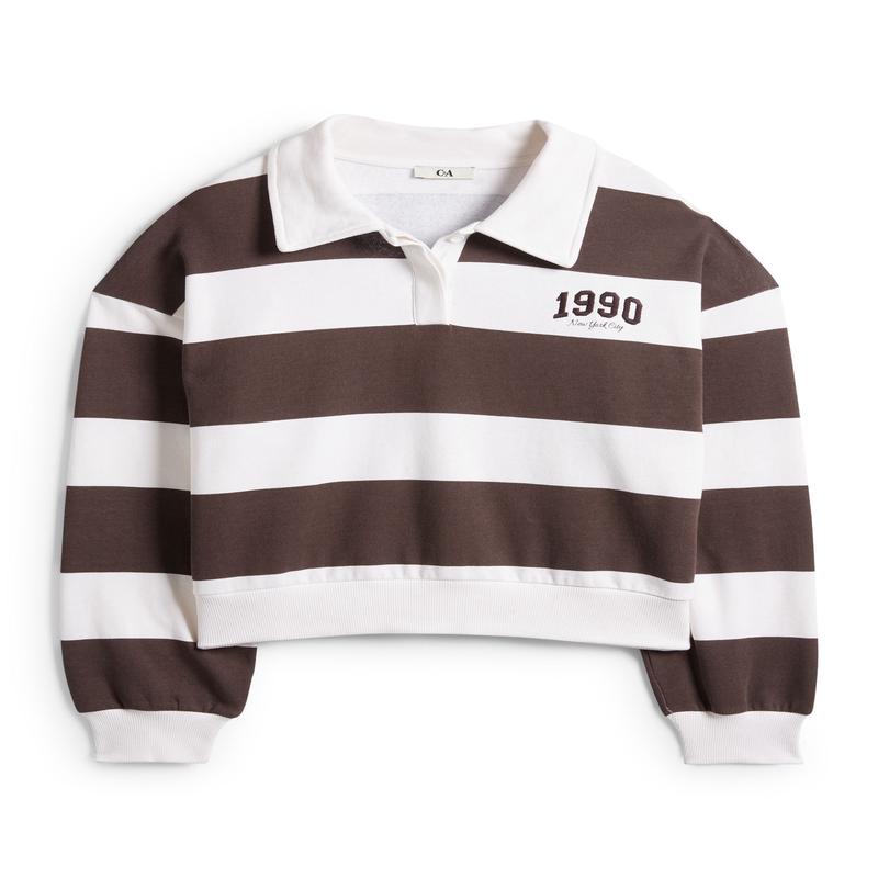 Sweatshirt - striped - brown / beige
