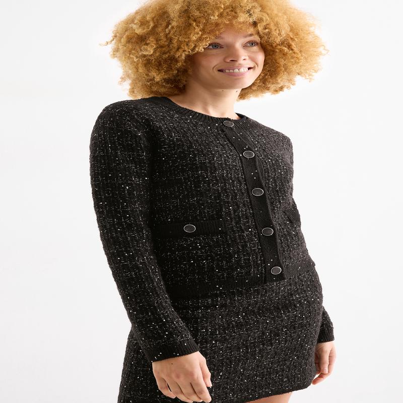 Boucl cardigan - black