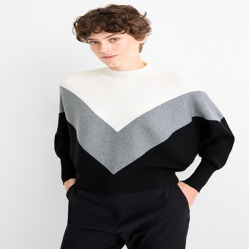 Jumper - ribbed - gray / black