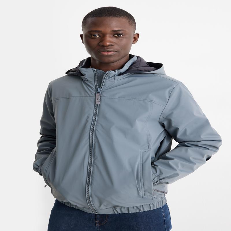 Jacket with hood - lined - water-repellent - gray