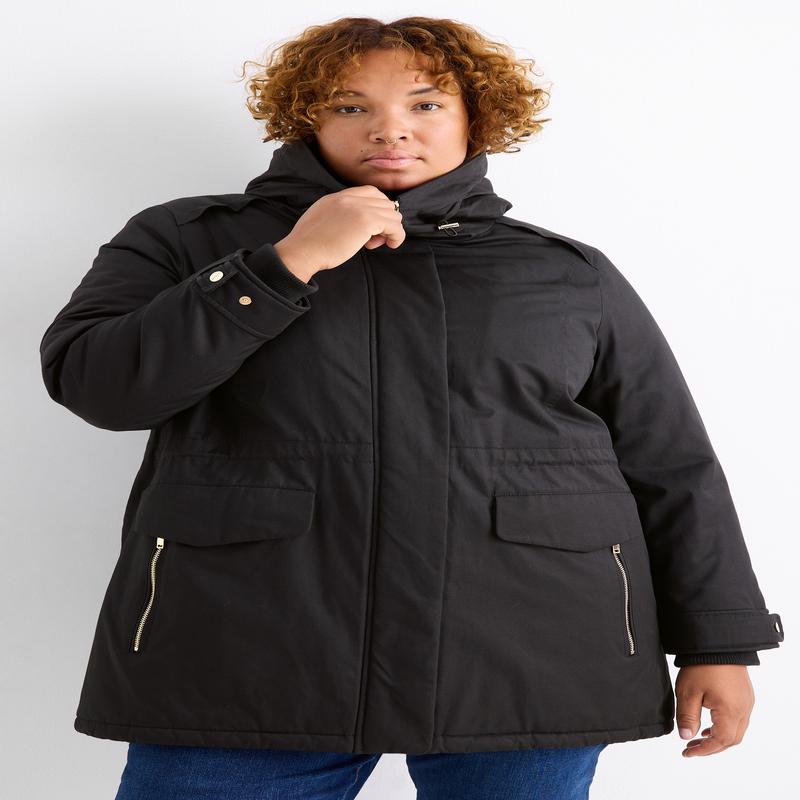 Parka with hood - winter - black