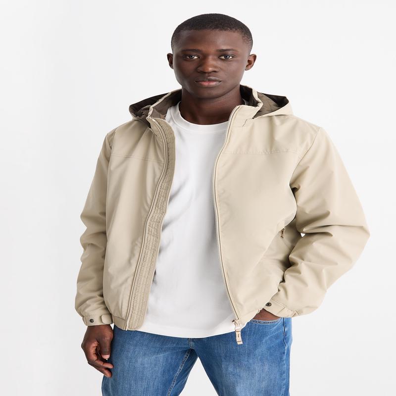 Jacket with hood - lined - water-repellent - beige