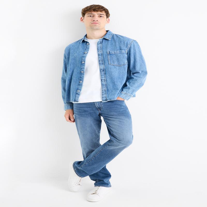 Straight jeans - flex jog denim - LYCRA - blue denim