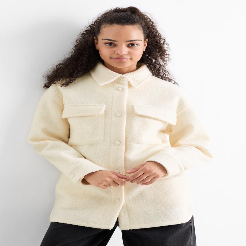 Boucl shacket - cremewhite