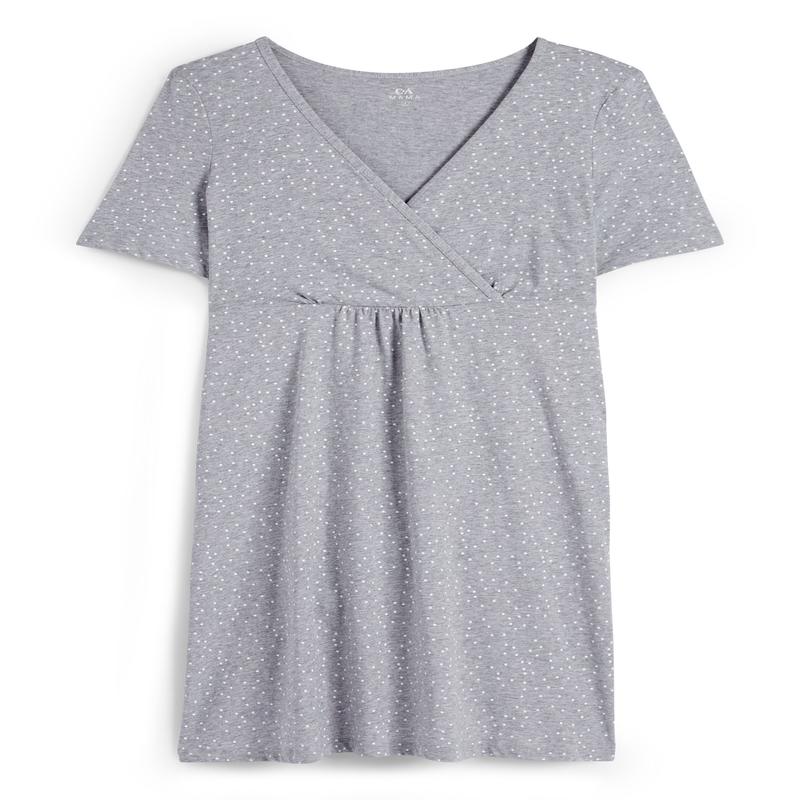 Nursing nightdress - polka dot - light gray-melange
