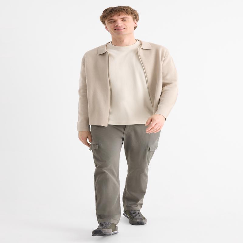 Cargo trousers - tapered fit - textured - dark gray
