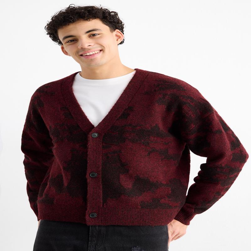 Cardigan - patterned - bordeaux