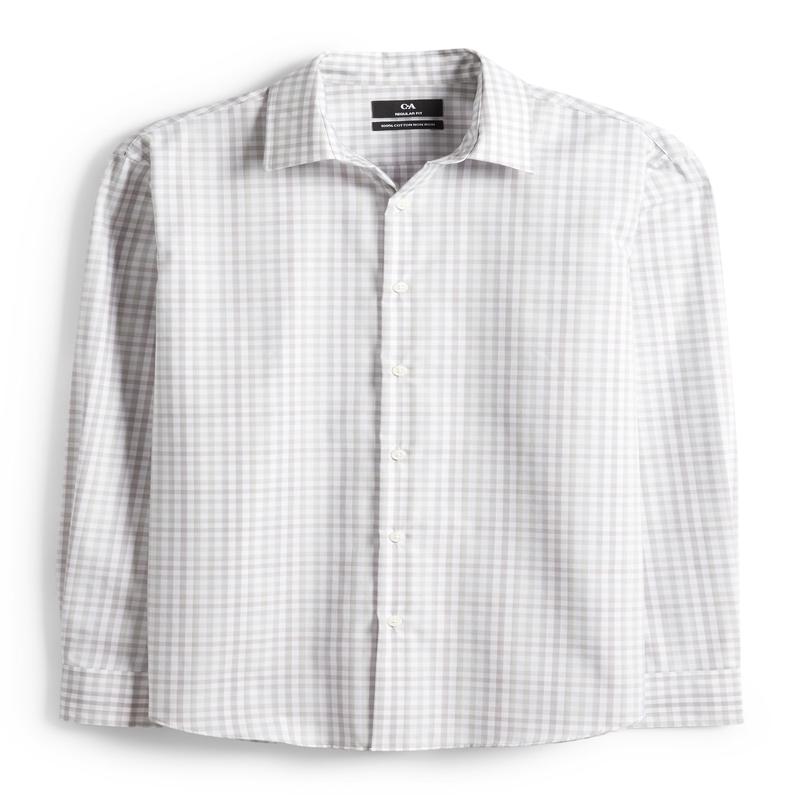 Business shirt - regular fit - kent collar - easy-iron - check - cremewhite