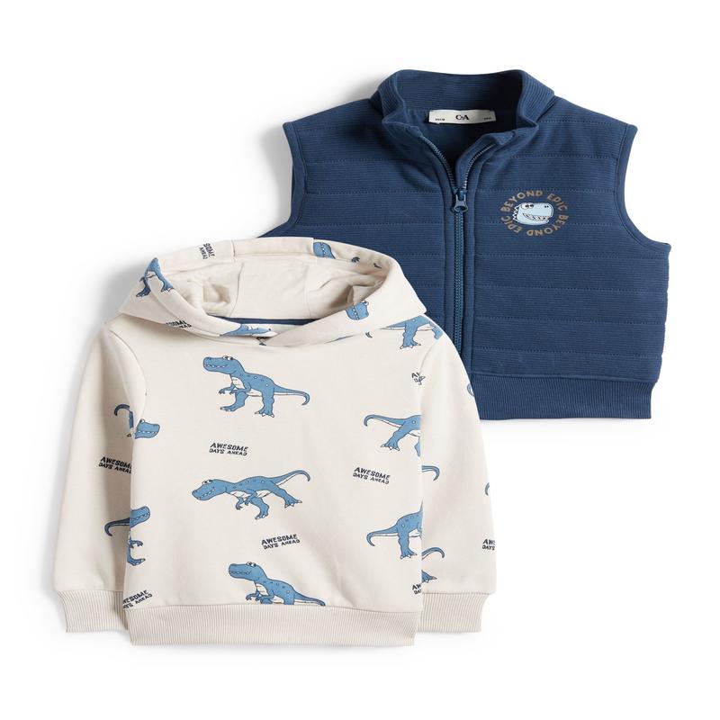 Dino - set - hoodie and quilted gilet - 2 piece - dark blue
