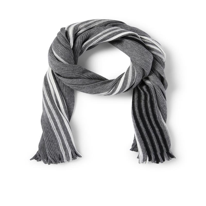 Knitted scarf - striped - gray
