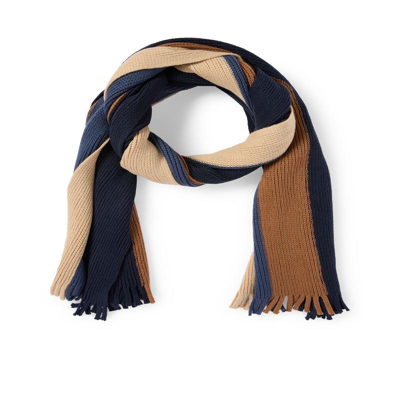Knitted scarf - striped - blue