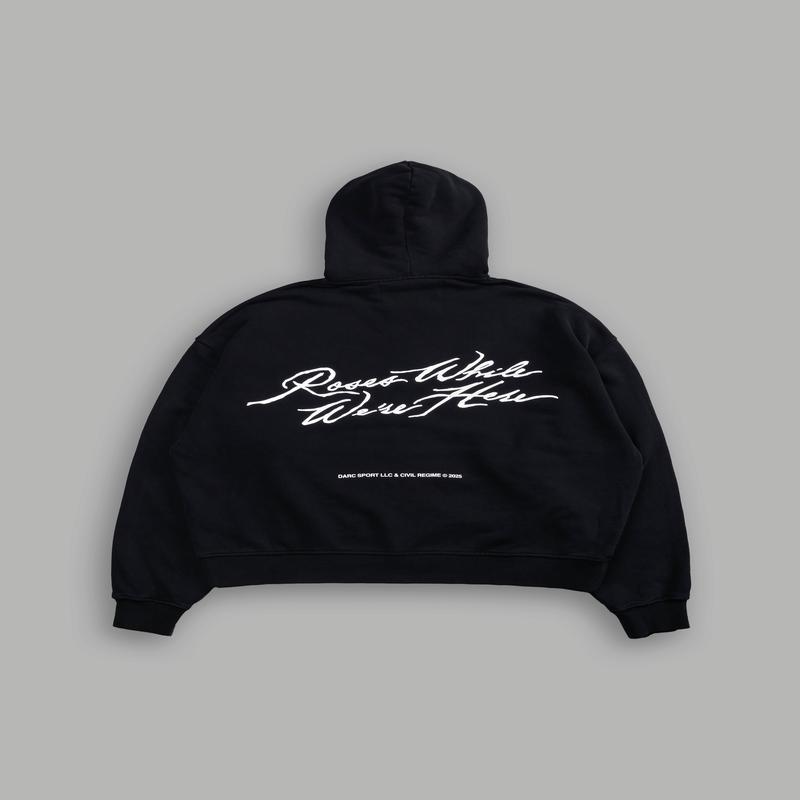 Roses While We\'re Here Darco Double Zip Hoodie in Black