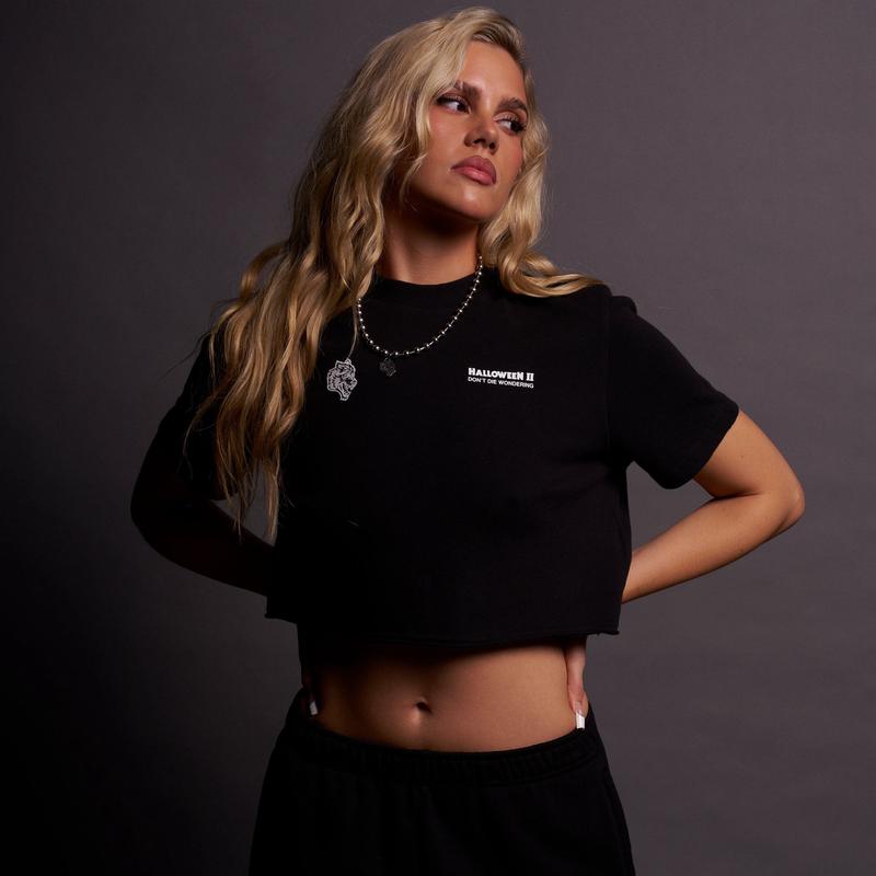 Halloween II \"Premium\" (Cropped) Tee in Black/White
