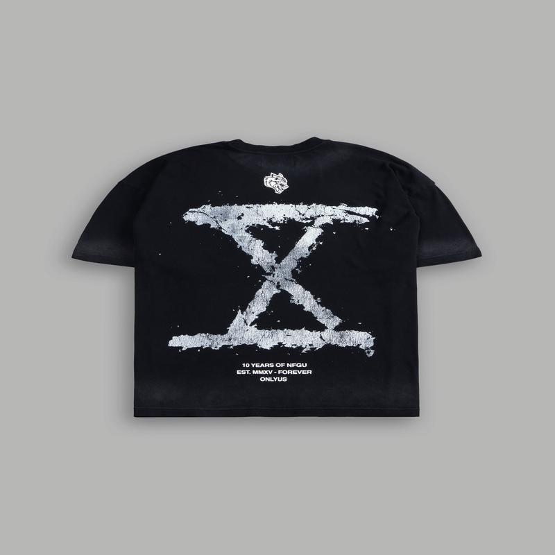 10 Years of NFGU \"Premium\" Oversized Tee in Black Drift Wash