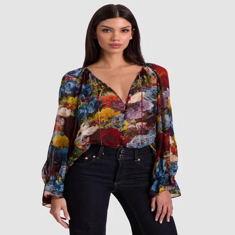 Alice + Olivia Josephine Floral Blouse