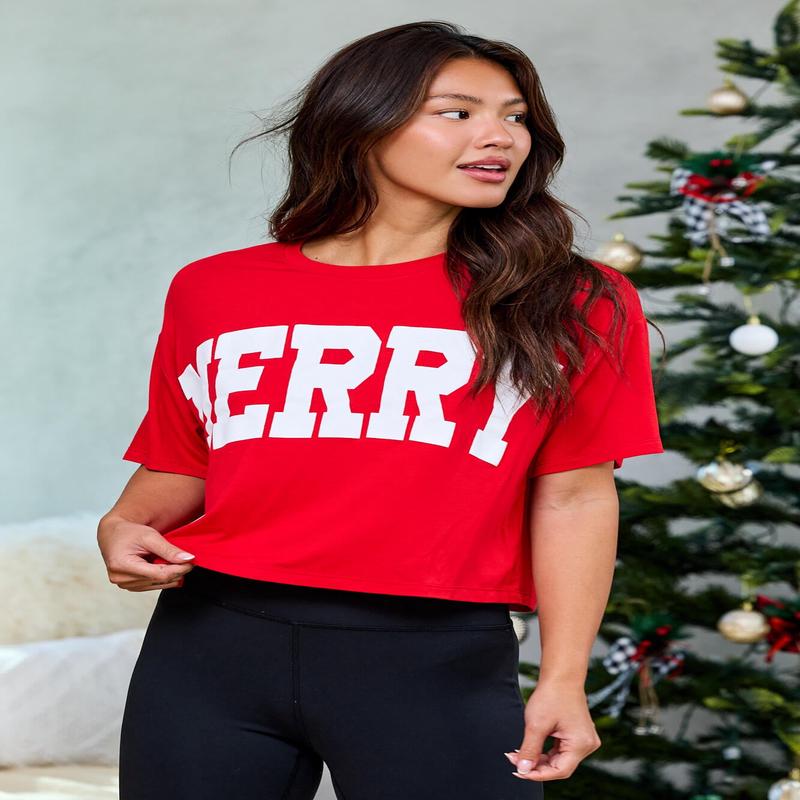 \"Merry\" Mood Graphic Tee - Red | Pre Order