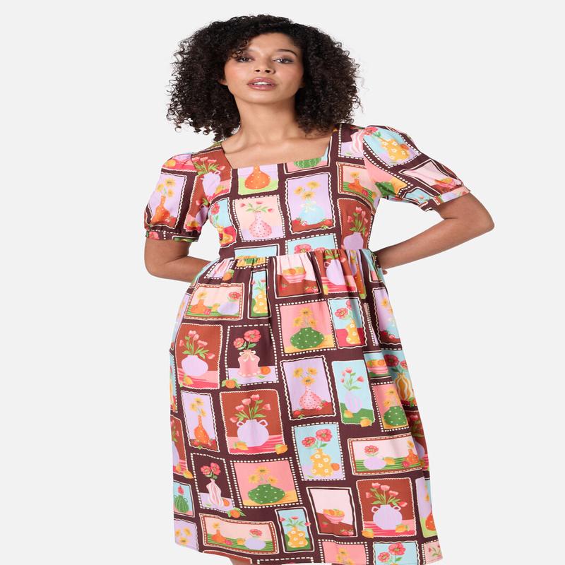 Flower Vases Midi Dress