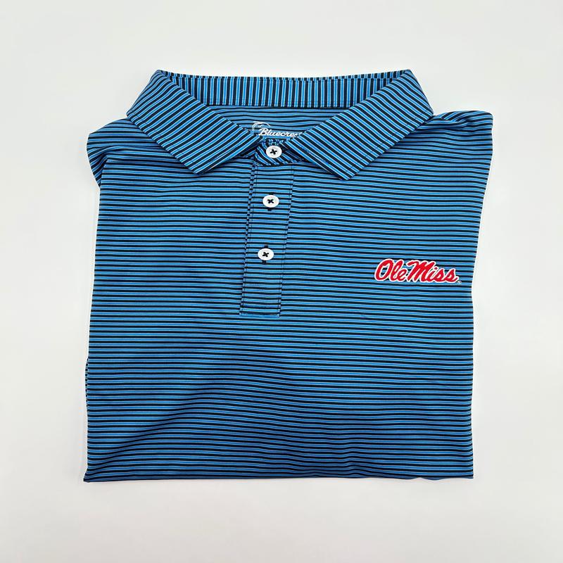 Bluecrest University Stripe Ole Miss Polo