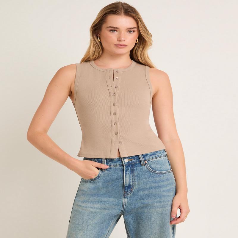 Zoe Button Front Tank Top