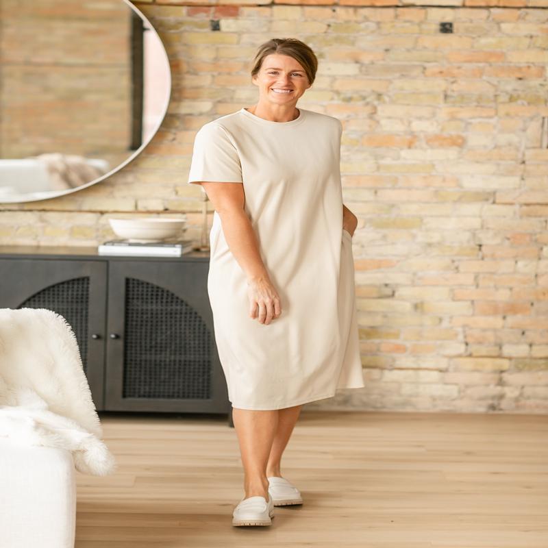Zola Crewneck Ribbed Midi T-shirt Dress - FINAL SALE